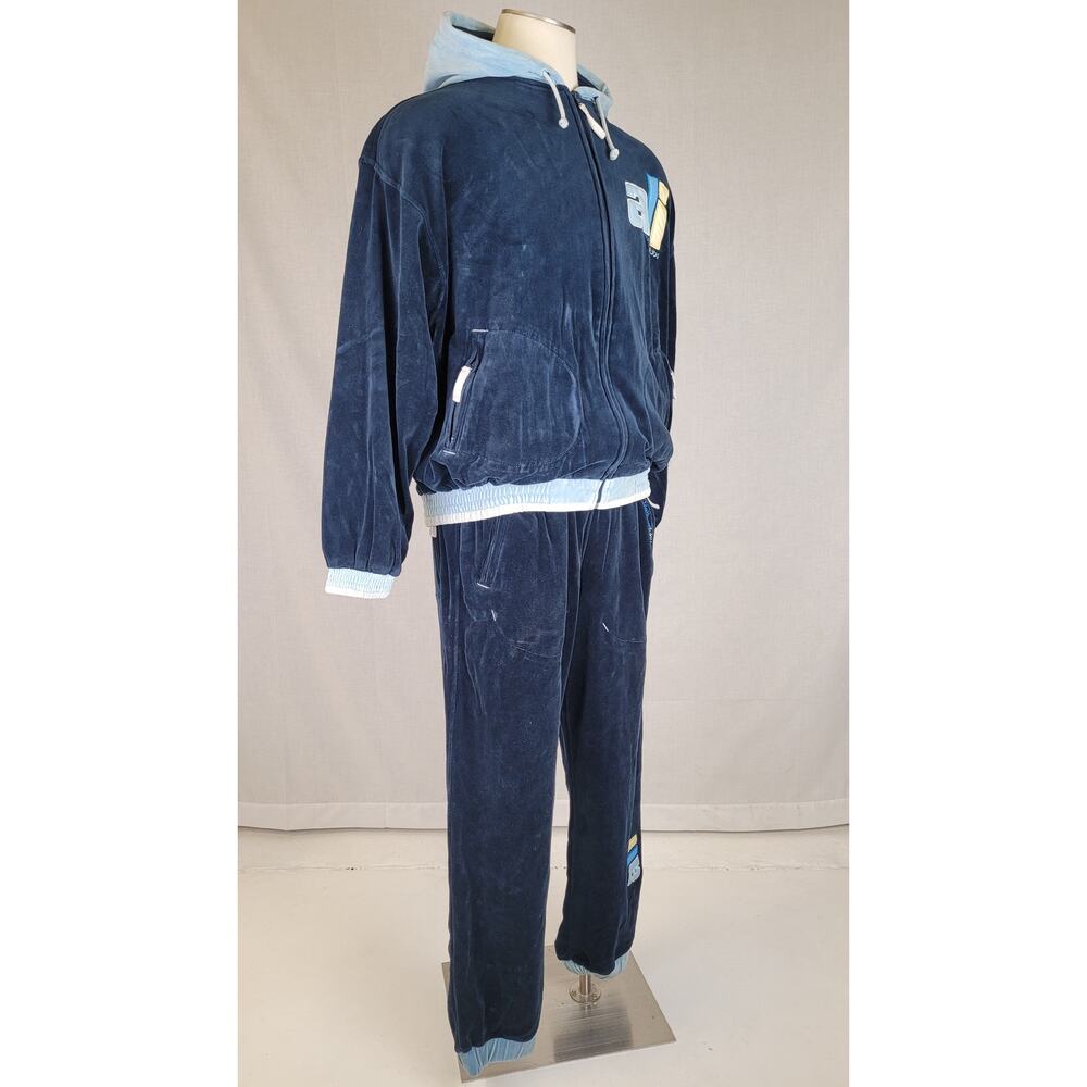 Vintage Platinum Fubu Muhammad Ali Tracksuit Set Navy Blue Velour Men's Sz L - Picture 3 of 15